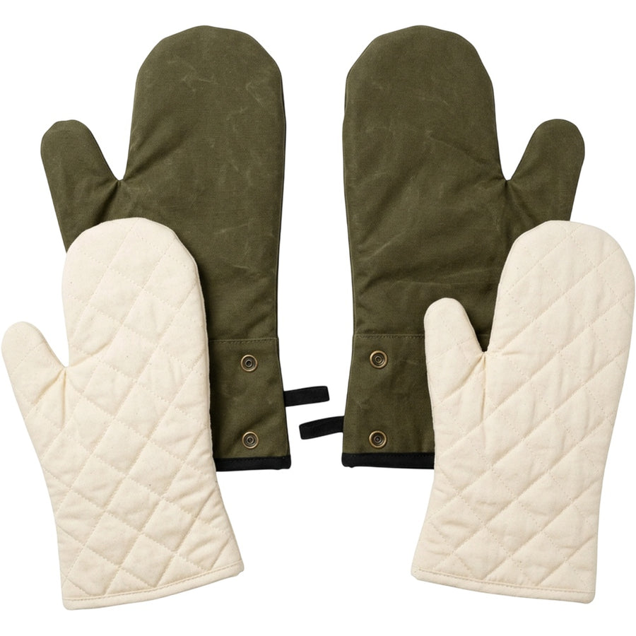 Nvvk Removable-Liner Canvas Oven Mitts 35 cm Olive Pair